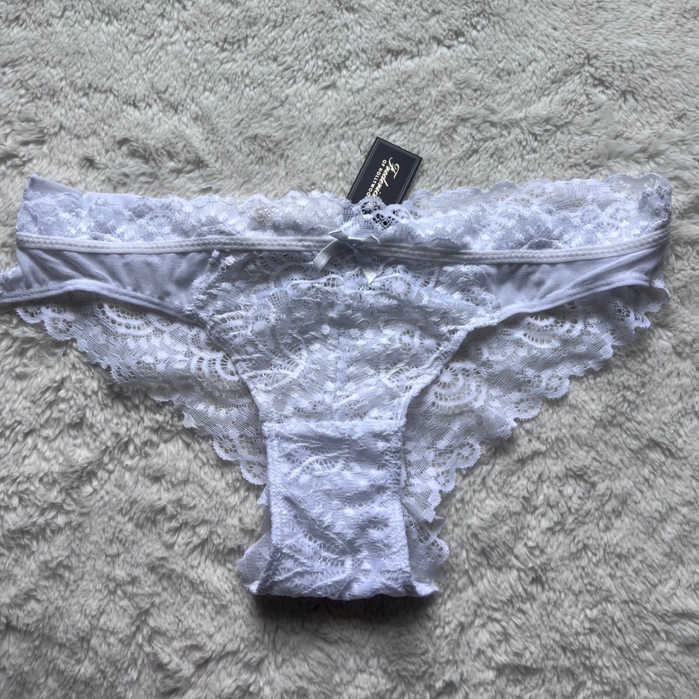 Fredericks of Hollywood Idelle White Floral Lace Tanga Panties XL X310-2482 NEW